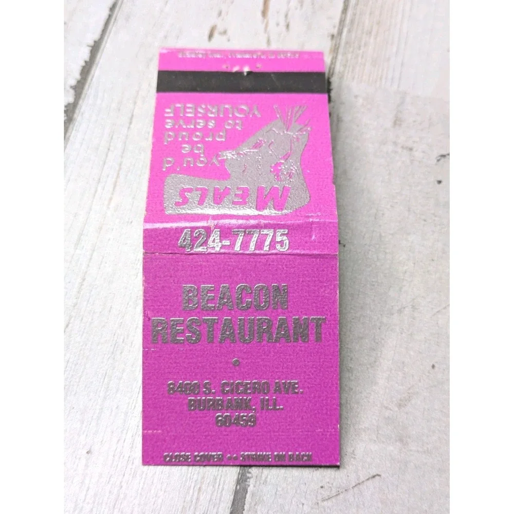 Vintage Matchbook Cover Beacon Restaurant Burbank‎ Illinois